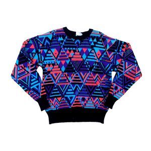 Vintage Meister Wool Blend Ski Sweater Retro Neon Geometric Sz‎ L 80s 90s Style
